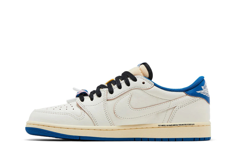 Air Jordan 1 Low OG SP × Fragment Design × Travis Scott ‘Sail – Military Blue’