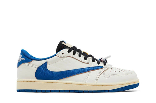 Air Jordan 1 Low OG SP × Fragment Design × Travis Scott ‘Sail – Military Blue’